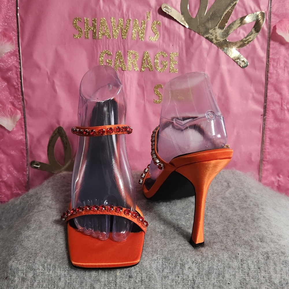 Elegant Orange Heels with Ankle Strap